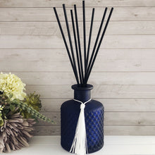 Load image into Gallery viewer, This luxury Navy geometric reed diffuser is available in a wide range of carefully selected fragrances. Housed in a beautiful high-quality moulded glass bottle that holds a large 200ml of fragrance.
