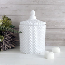 Load image into Gallery viewer, This raindrop patterned wax melt vessel with classic french-top lid adds a touch of elegance to any room. The french chic lid helps to seal in scent and improve wax shelf life, which makes them ideal for holding your wax melts alongside your wax melt burner.
